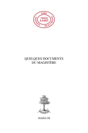 33. QUELQUES DOCUMENTS DU MAGISTÈRE.